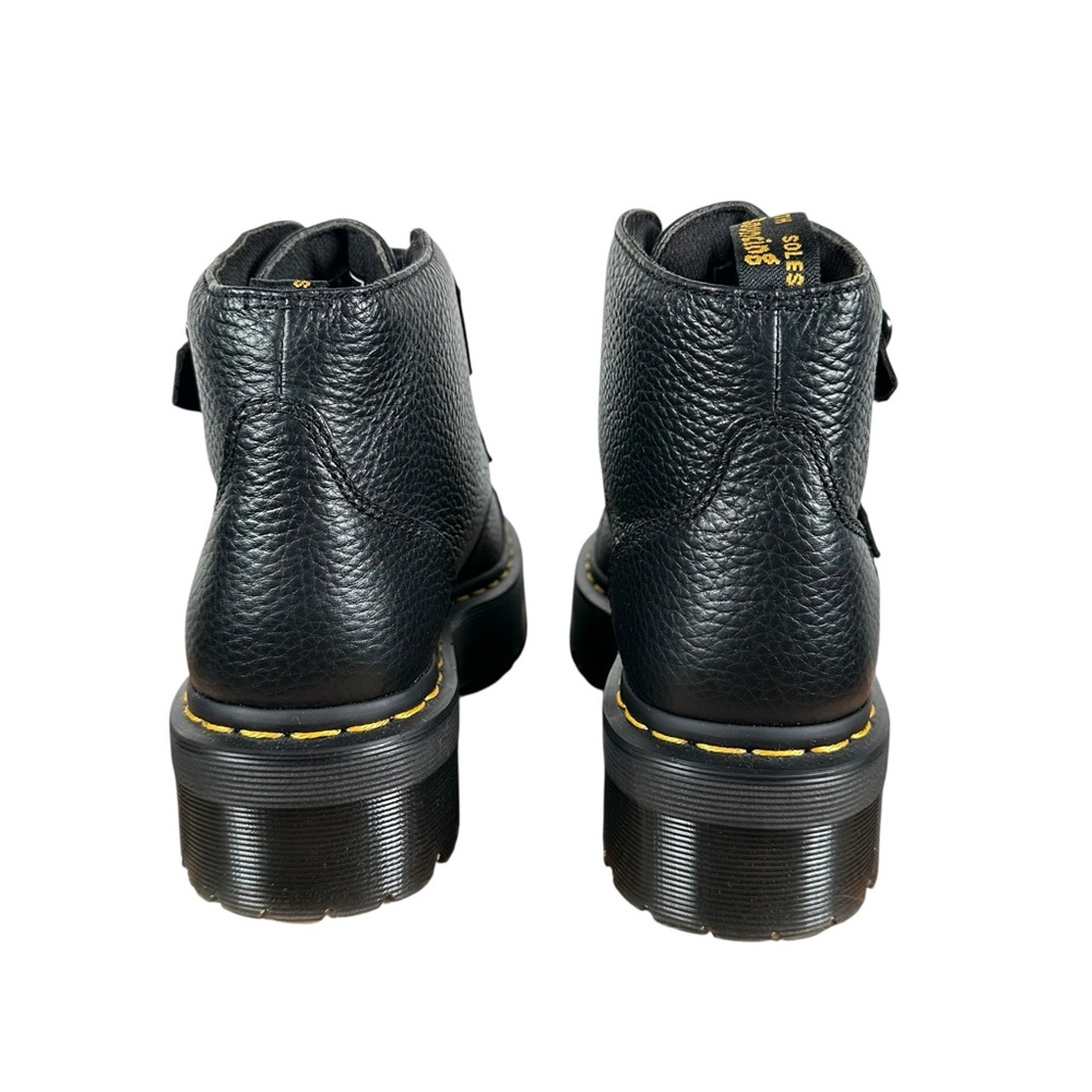 DR. MARTEN Devon Flower Buckle Leather Platform Boots in black milled nappa - Picture 8 of 11
